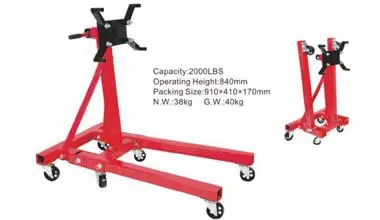 2000lbs adjustable arm engine stand - 360° rotating for accessible repairs, locking lugs securing engine block during 360° rotation.