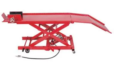 1000-lb hydraulic motorcycle lift table | monolithic heavy-gauge steel construction with mechanical safety latch | ASME PALD safety certified | heavy-duty motorcycle maintenance equipment for repair shops