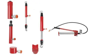 hydraulic tool kit with double-seal quick couplers split force rams rated pump unit